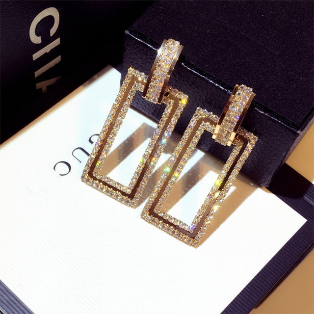Natashahs Vintage Earrings Large for Women Statement Earrings Geometric Gold Metal Pendant Earrings Trend Fashion Jewelry - NATASHAHS