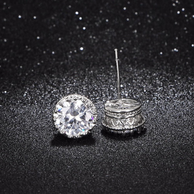 Natashahs Stud Earrings For Women Solid S925 Silver Cubic Zirconia Brincos Bridal Wedding Engagement Fine Jewelry E001 - NATASHAHS