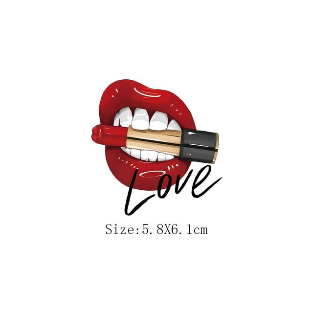 Print Lips Patches For Clothes Heat Transfer Thermal Stickers DIY Washable T-Shirts Iron On Transfer  Girls Lips Patches - NATASHAHS