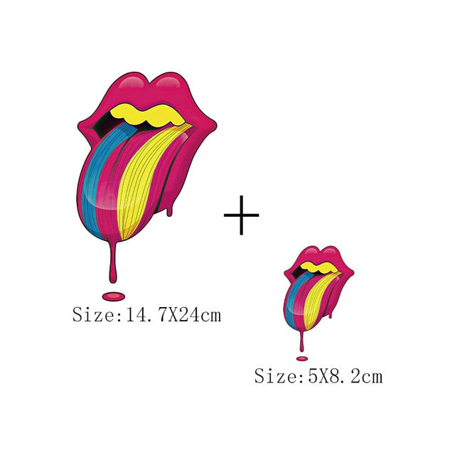 Print Lips Patches For Clothes Heat Transfer Thermal Stickers DIY Washable T-Shirts Iron On Transfer  Girls Lips Patches - NATASHAHS