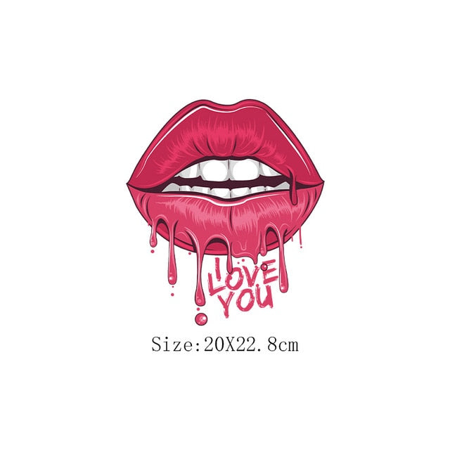 Print Lips Patches For Clothes Heat Transfer Thermal Stickers DIY Washable T-Shirts Iron On Transfer  Girls Lips Patches - NATASHAHS