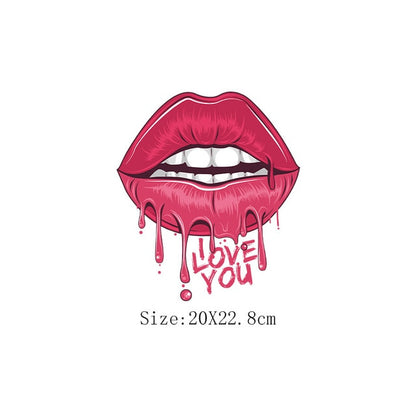 Print Lips Patches For Clothes Heat Transfer Thermal Stickers DIY Washable T-Shirts Iron On Transfer  Girls Lips Patches - NATASHAHS