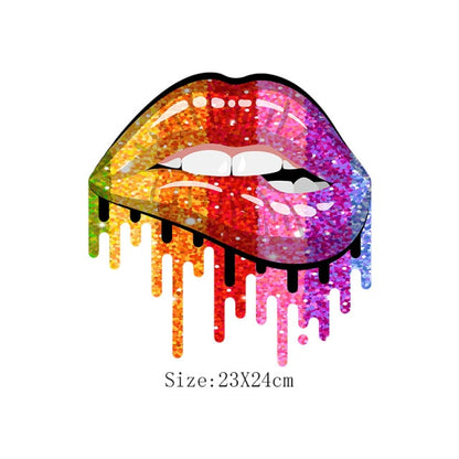 Print Lips Patches For Clothes Heat Transfer Thermal Stickers DIY Washable T-Shirts Iron On Transfer  Girls Lips Patches - NATASHAHS