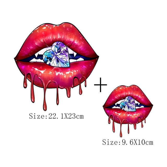 Print Lips Patches For Clothes Heat Transfer Thermal Stickers DIY Washable T-Shirts Iron On Transfer  Girls Lips Patches - NATASHAHS