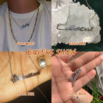 Custom Name Necklace Personalized Steel Color Stainless Steel Necklaces For Women Man Customized Jewelry - NATASHAHS