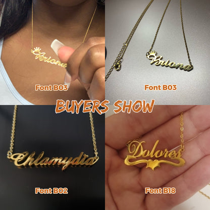 Custom Name Necklace Personalized Steel Color Stainless Steel Necklaces For Women Man Customized Jewelry - NATASHAHS