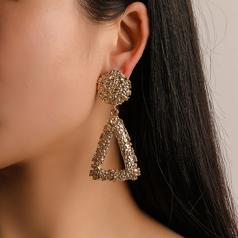 Natashahs Vintage Earrings Large for Women Statement Earrings Geometric Gold Metal Pendant Earrings Trend Fashion Jewelry - NATASHAHS