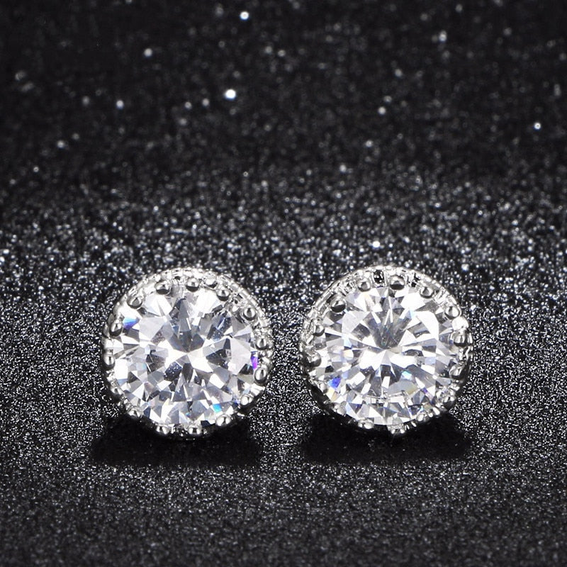 Natashahs Stud Earrings For Women Solid S925 Silver Cubic Zirconia Brincos Bridal Wedding Engagement Fine Jewelry E001 - NATASHAHS