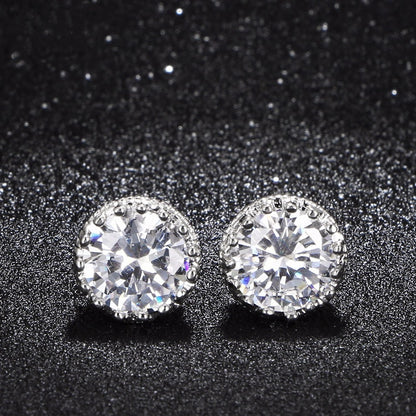 Natashahs Stud Earrings For Women Solid S925 Silver Cubic Zirconia Brincos Bridal Wedding Engagement Fine Jewelry E001 - NATASHAHS