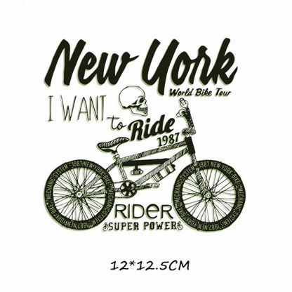 Biker Patch Iron-on Transfers for Clothing Thermoadhesive Patches on Clothes DIY Skull Stickers Motorcycle Applique Stripes Punk - NATASHAHS
