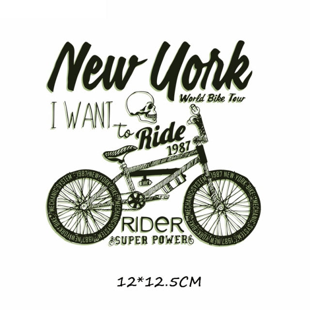 Iron-on Transfers for Clothing Thermoadhesive Patches on Clothes Stickers Diy Skull Patch Biker Flex Fusible Transfer Stripe - NATASHAHS
