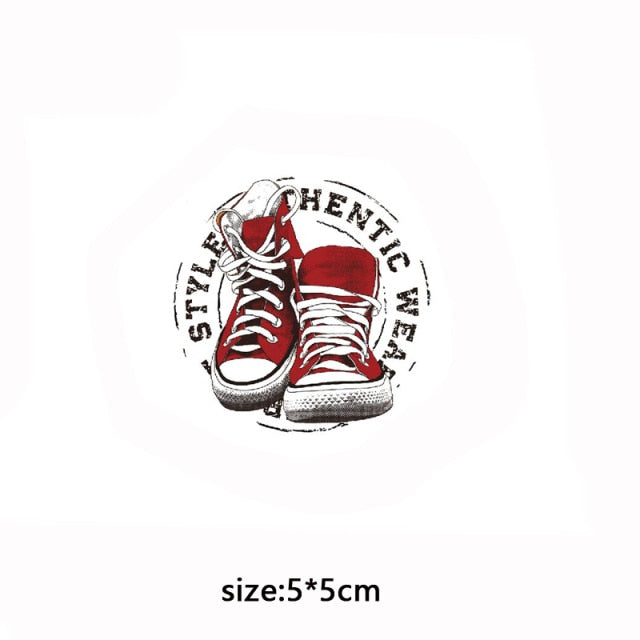 Cool shoes Iron on transfer for clothing iron on vinyl transfer logo patch badge stickers on clothes fabric thermo applique diy - NATASHAHS