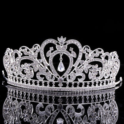 Gorgeous Heart Wedding Tiara Jewelry Sets Diadem Shiny Bridal Crown Queen Tiaras Shinning Rhinestone Crystal Hair Jewelry Sets - NATASHAHS