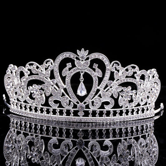 Gorgeous Heart Wedding Tiara Jewelry Sets Diadem Shiny Bridal Crown Queen Tiaras Shinning Rhinestone Crystal Hair Jewelry Sets - NATASHAHS