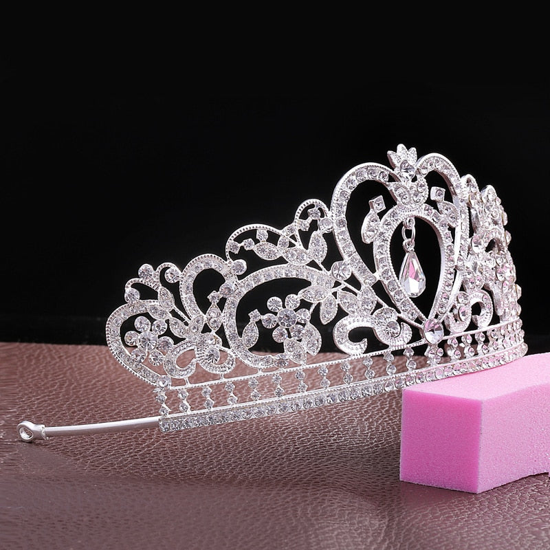 Gorgeous Heart Wedding Tiara Jewelry Sets Diadem Shiny Bridal Crown Queen Tiaras Shinning Rhinestone Crystal Hair Jewelry Sets - NATASHAHS
