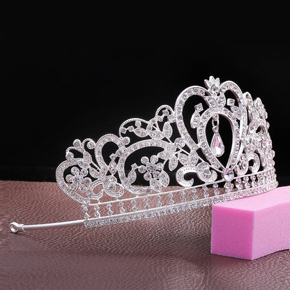 Gorgeous Heart Wedding Tiara Jewelry Sets Diadem Shiny Bridal Crown Queen Tiaras Shinning Rhinestone Crystal Hair Jewelry Sets - NATASHAHS