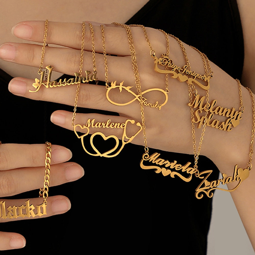 Personalized Name Necklaces in a Cross For Women Men Gold Silver Chain Lovers - NATASHAHS