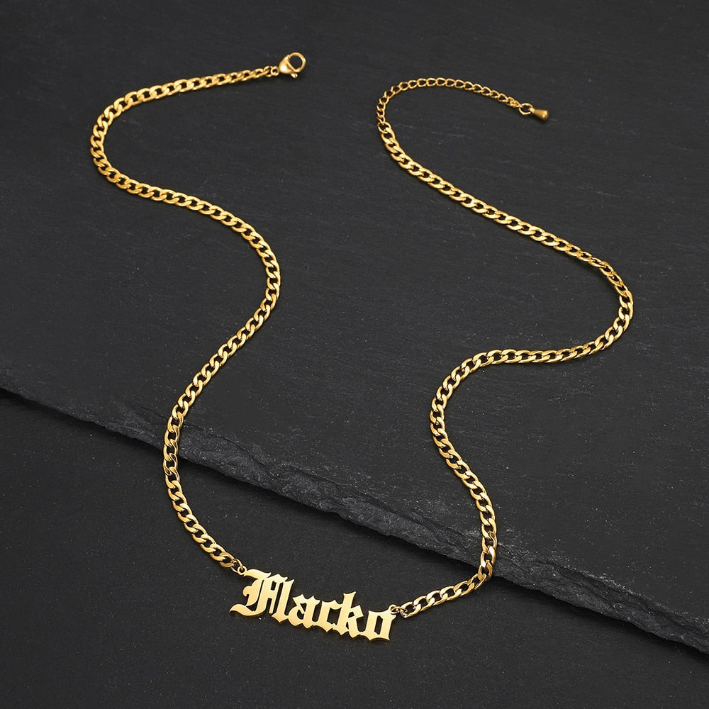 Personalized single Name Necklace with a underlined heart For Women Men Gold Silver Chain Lovers - NATASHAHS