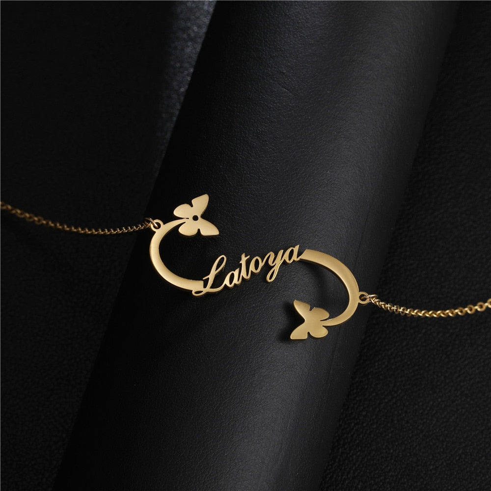 Personalized Two Names Necklace with a underlined heart For Women Men Gold Silver Chain Lovers - NATASHAHS