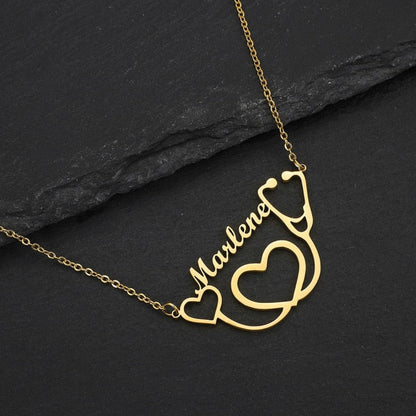 Personalized Two Names Necklace with a underlined heart For Women Men Gold Silver Chain Lovers - NATASHAHS