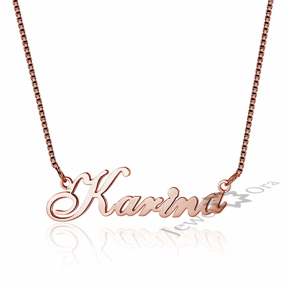 925 Sterling Silver Name Necklace Russian Personalized Nameplate Necklace Jewelry Gift for Women - NATASHAHS