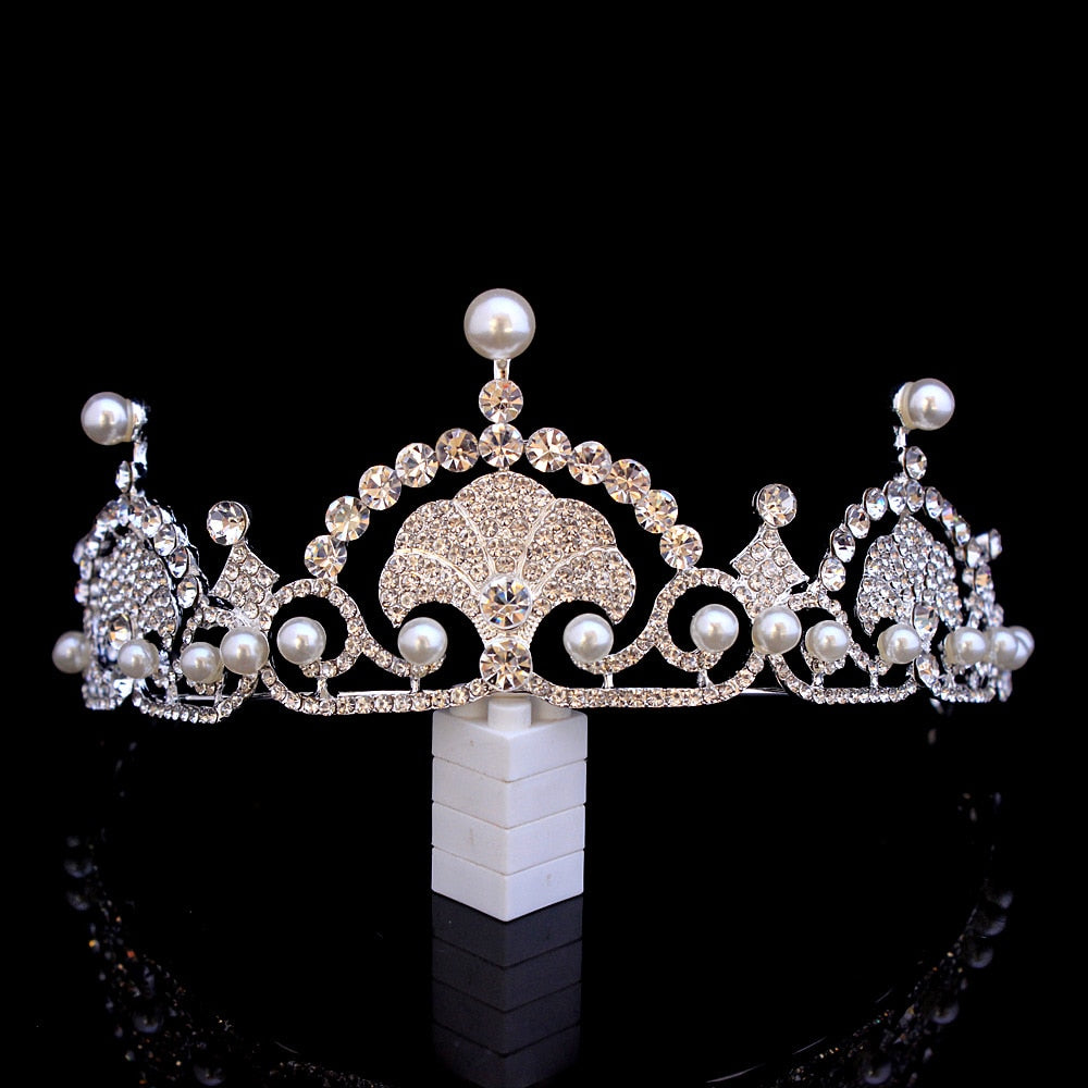Kate& William Royal Rhinestone Crystal Wedding Hair Crown Tiara Hair Jewelry Crown Wedding Pearl Hair Accessories Bride Hairband - NATASHAHS
