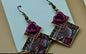Golden metallic earrings with acrylic art - NATASHAHS